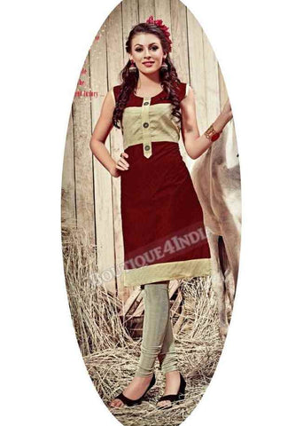 Maroon Exotic colored Rayon Fabric Kurti