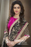 Net and Chiffon Silk Saree in Black and Pink - Boutique4India Inc.