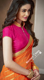 Net and Chiffon Silk Saree in Orange, Pink And Golden - Boutique4India Inc.