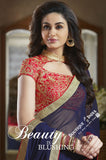 Net and Chiffon Silk Saree in Black and Pink - Boutique4India Inc.