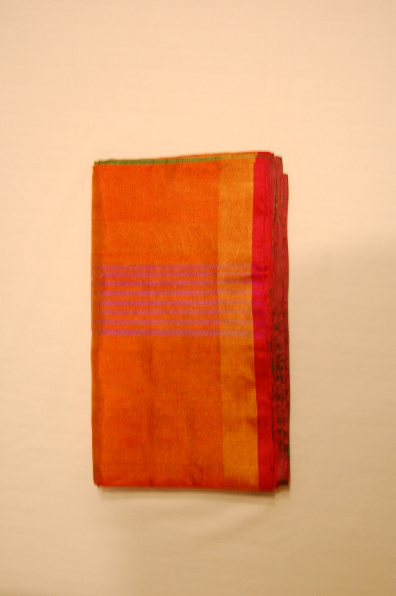 Uppada Tissue Silk  Saree in Goldenish Orange and Green Color