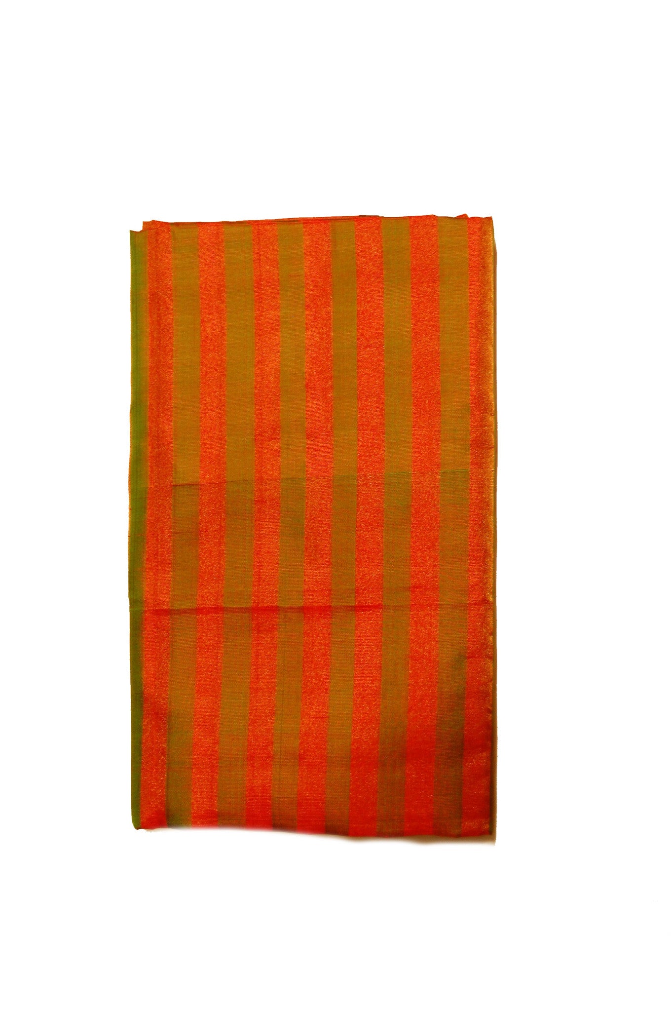 Pure Light weight Uppada Silk Saree in Orange and Green Striped Color