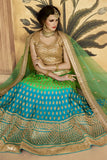 Green Net Zarkan Work Bridal Lehenga Choli