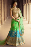 Green Net Zarkan Work Bridal Lehenga Choli