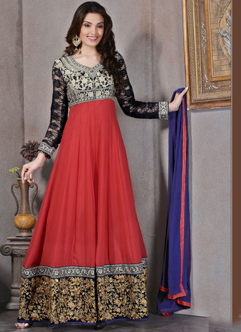 Transcendent Red Georgette Anarkali Salwar suit