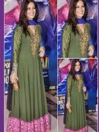 Green Pure Georgette Anarkali Salwar Suit