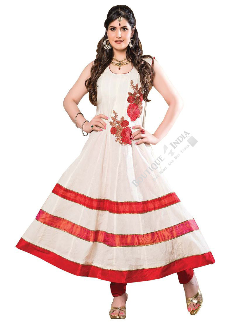 Heavy Work Anarkali Style Collection - Light Orange, Maroon, Black And Golden  Ready To Stitch Material / Beautiful Anarkali Style Long Salwars With Dazzling Embroidery Work / Party / Special Occasions / Wedding / Casual - Ready to Stitch - Boutique4India Inc.