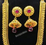 Antique style 30 inches Indian haaram necklace with big jhumkis