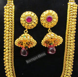 Antique style 30 inches Indian haaram necklace with big jhumkis