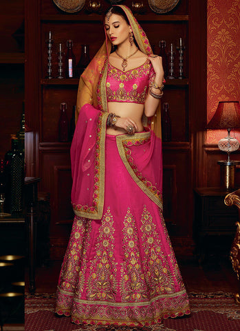 Pink Art Silk Bridal Grand Bridal Lehenga Choli