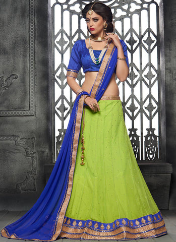 Light green Net Embroidered Wedding Lehenga Choli