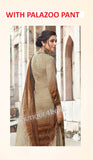 Brown Printed Pashmina Palazoo Suit