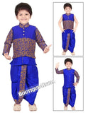 Boys Blue and Gold 6 in 1 Kurta Pyjama dhothi