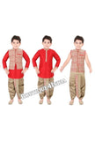 Boys Red and Golden 6 in 1 Kurta Pyjama dhothi