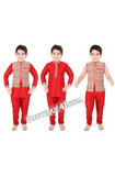 Boys Red and Golden 6 in 1 Kurta Pyjama dhothi