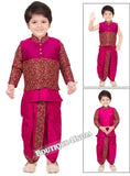 Boys Purple and Golden 6 in 1 Kurta Pyjama dhothi