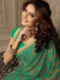 Soft Embroidered Georgette Designer Saree in lime green Color