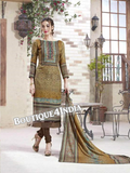 Light Brown Printed Pashmina Salwar Suit
