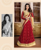 2-1 Salwar And Lehenga Heavy Work Wedding Designer Collection - Golden Yellow And Maroon Resplendent Unique Designer Wear Salwar Convertible Lehenga / Party Wear / Wedding / Special Occasions / Festivals - Semi Stitched, Blouse - Ready to Stitch - Boutique4India Inc.