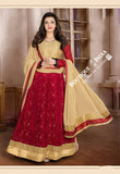 2-1 Salwar And Lehenga Heavy Work Wedding Designer Collection - Golden Yellow And Maroon Resplendent Unique Designer Wear Salwar Convertible Lehenga / Party Wear / Wedding / Special Occasions / Festivals - Semi Stitched, Blouse - Ready to Stitch - Boutique4India Inc.