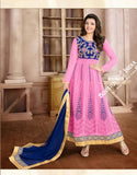 2-1 Salwar And Lehenga Heavy Work Wedding Designer Collection - Angelic Pink, Royal Blue And Golden Resplendent Unique Designer Wear Salwar Convertible Lehenga / Party Wear / Wedding / Special Occasions / Festivals- Semi Stitched, Blouse - Ready to Stitch - Boutique4India Inc.