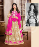 2-1 Salwar And Lehenga Heavy Work Wedding Designer Collection - Hot Pink And Ivory Resplendent Unique Designer Wear Salwar Convertible Lehenga / Party Wear / Wedding / Special Occasions / Festivals - Semi Stitched, Blouse - Ready to Stitch - Boutique4India Inc.