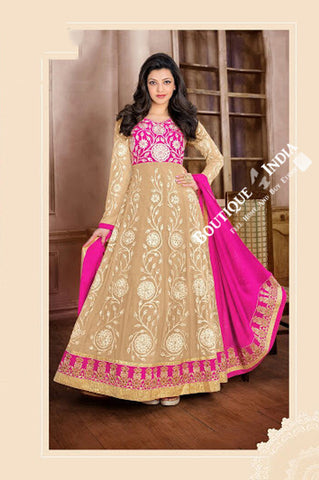 2-1 Salwar And Lehenga Heavy Work Wedding Designer Collection - Hot Pink And Ivory Resplendent Unique Designer Wear Salwar Convertible Lehenga / Party Wear / Wedding / Special Occasions / Festivals - Semi Stitched, Blouse - Ready to Stitch - Boutique4India Inc.