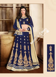 2-1 Salwar And Lehenga Heavy Work Wedding Designer Collection - Royal Blue And Golden Resplendent Unique Designer Wear Salwar Convertible Lehenga / Party Wear / Wedding / Special Occasions / Festivals - Semi Stitched, Blouse - Ready to Stitch - Boutique4India Inc.