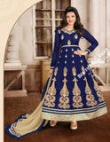 2-1 Salwar And Lehenga Heavy Work Wedding Designer Collection - Royal Blue And Golden Resplendent Unique Designer Wear Salwar Convertible Lehenga / Party Wear / Wedding / Special Occasions / Festivals - Semi Stitched, Blouse - Ready to Stitch - Boutique4India Inc.