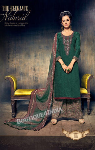 Te Papa Green Pure Jam Silk Cotton Salwar Palazoo Suit