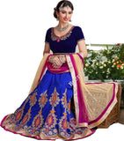 Lehenga - Attractive Heavy Work Designer Lehenga Collection - Rich Blue, Royal Blue And Pink Shade Most Beautiful 3 Piece Semi Stitched Lehenga Collection For Party / Wedding / Special Occasions - Semi Stitched, Blouse - Ready to Stitch - Boutique4India Inc.