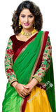 Lehengas - Attractive Heavy Work Designer Lehenga Collection - Velvet Maroon, Green, Yellow And Golden Most Beautiful 3 Piece Semi Stitched Lehenga Collection For Party / Wedding / Special Occasions - Semi Stitched, Blouse - Ready to Stitch - Boutique4India Inc.