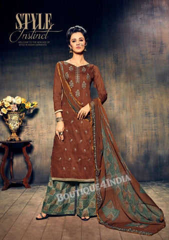 Sanguine Brown Pure Jam Silk Cotton Salwar Palazoo Suit