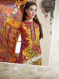 Yellow Printed Pashmina Salwar Suit