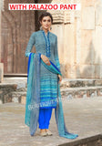 Blue Printed Pashmina Palazoo Suit