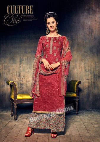 Hibiscus Pure Jam Silk Cotton Salwar Palazoo Suit