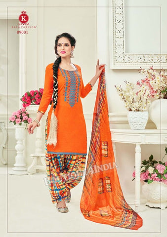 Orange Pashmina self Embroidered Patiala Kameez
