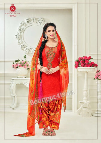 Pomegranate Pashmina self Embroidered Patiala Kameez