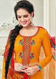 Tangerine Pashmina self Embroidered Patiala Kameez