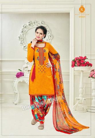 Tangerine Pashmina self Embroidered Patiala Kameez