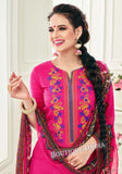 Amaranth Pashmina self Embroidered Patiala Kameez