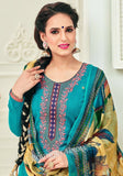 Blue Chill Pashmina self Embroidered Patiala Kameez