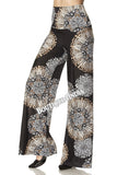 Black and Mocha Floral Printed High Waist Palazzo Pant