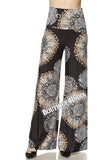 Black and Mocha Floral Printed High Waist Palazzo Pant