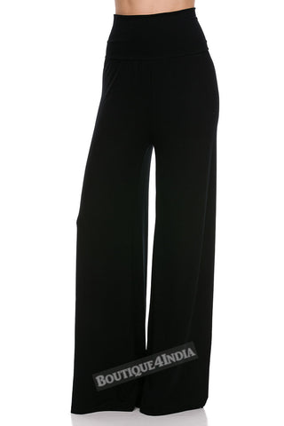 Solid Black Modal High Waist Palazzo Pant