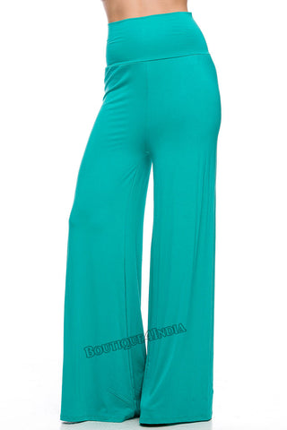 Solid Jade Modal High Waist Palazzo Pant