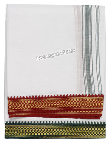 Leader Cotton white Dhoti. Double pate