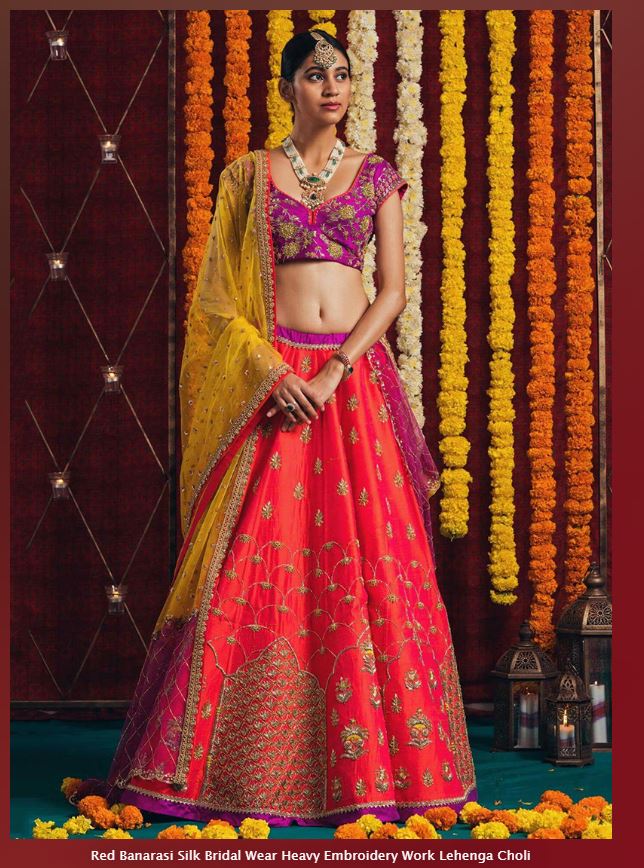Red banarasi silk bridal lehenga choli