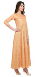 Orange Polyester Anarkali Foil Print Kurti