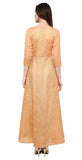 Orange Polyester Anarkali Foil Print Kurti
